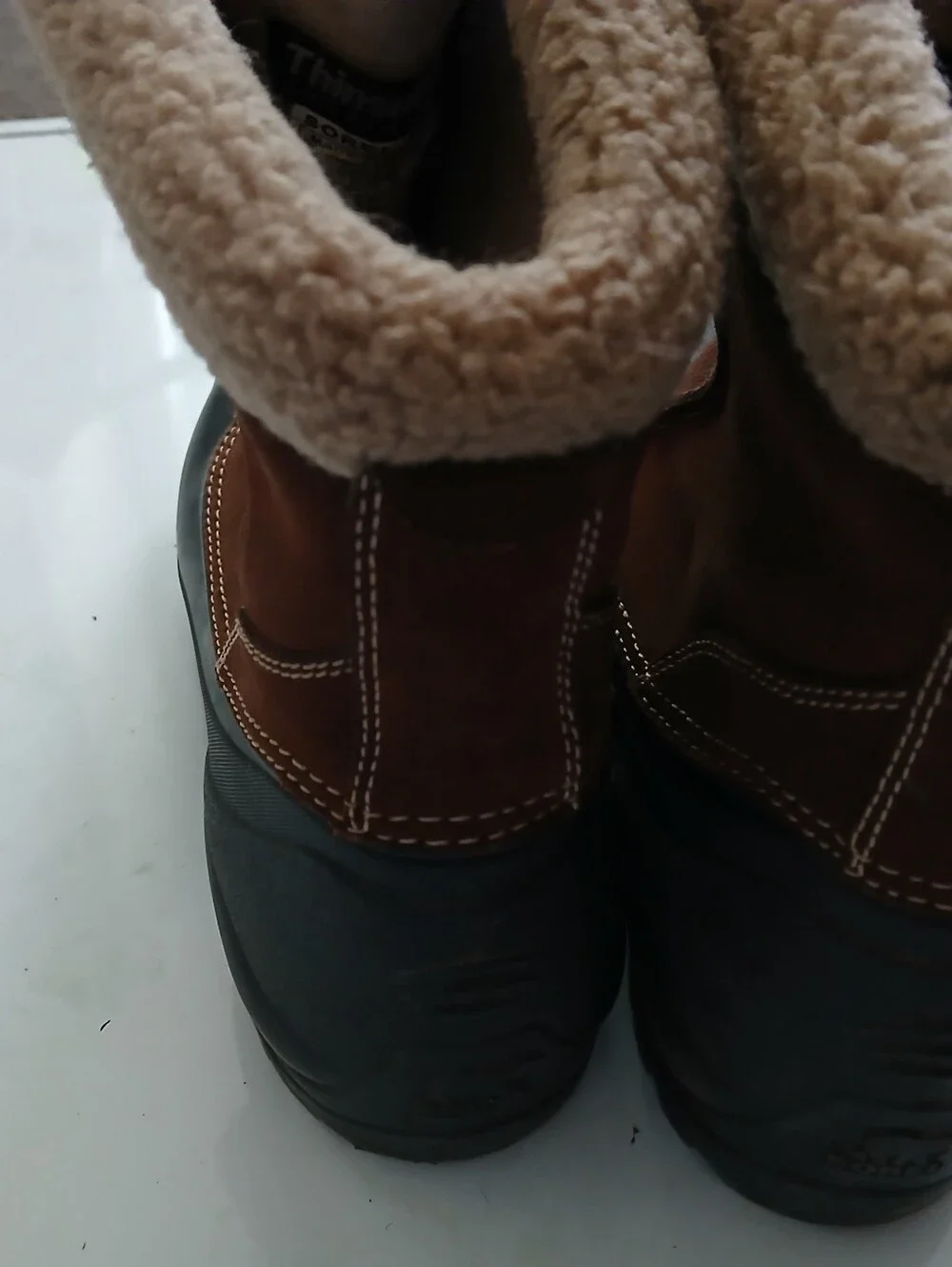 Sorel Brown and Cream Faux-Shearling Lined Boot Size 8